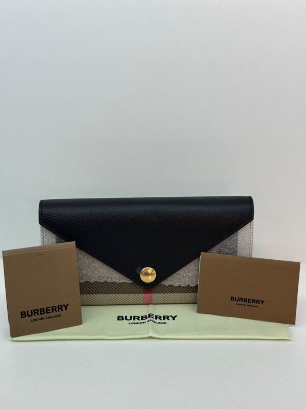 CARTEIRA BURBERRY HALTON CHECK GRAIN WALLET BLACK