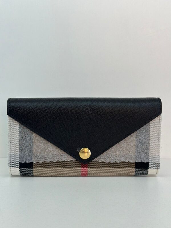 CARTEIRA BURBERRY HALTON CHECK GRAIN WALLET BLACK - Image 3
