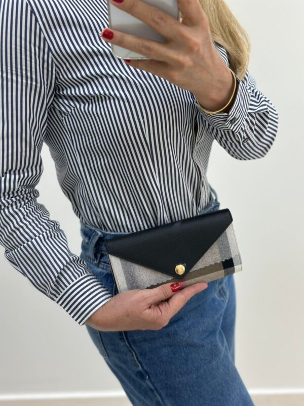 CARTEIRA BURBERRY HALTON CHECK GRAIN WALLET BLACK - Image 20